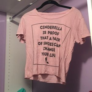 Baby Pink Cinderella Shoes Tee Cropped Flowy